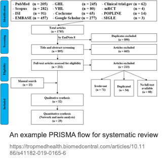 Example PRISMA flow for systematic review